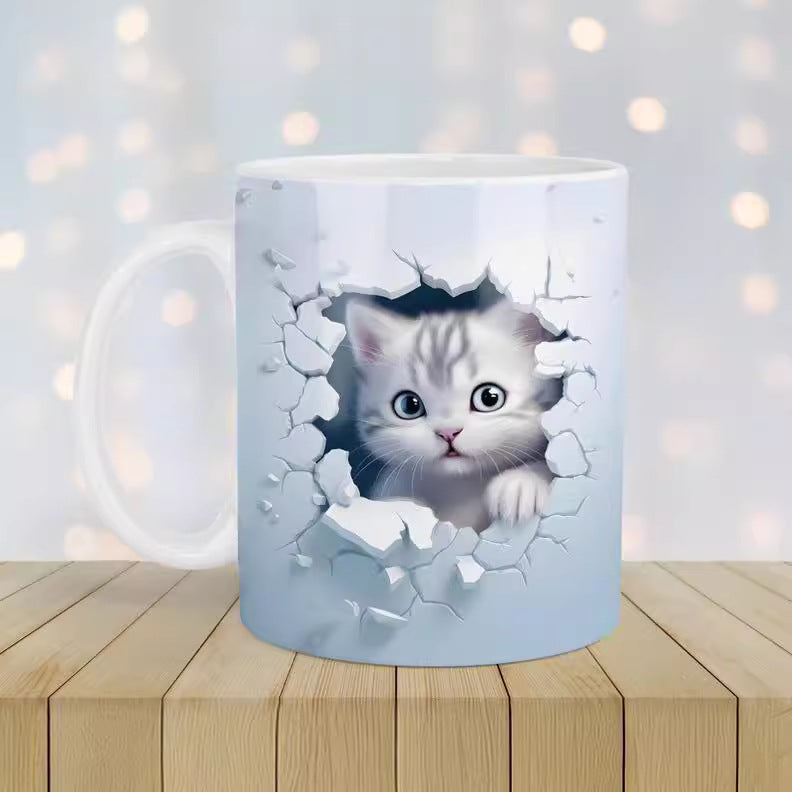 Tasse à café en céramique à paroi creuse pour chat