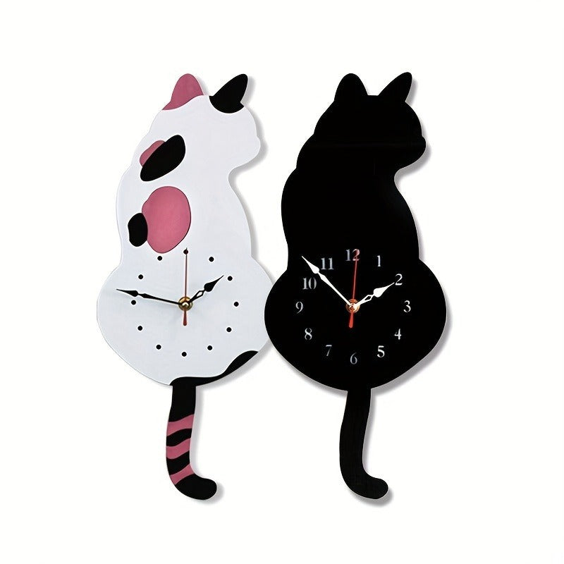 Whimsical Black Cat Pendulum Wall Clock With Moving Tail  Fun And Unique Home Decor For Living Room Office  And Bedroom