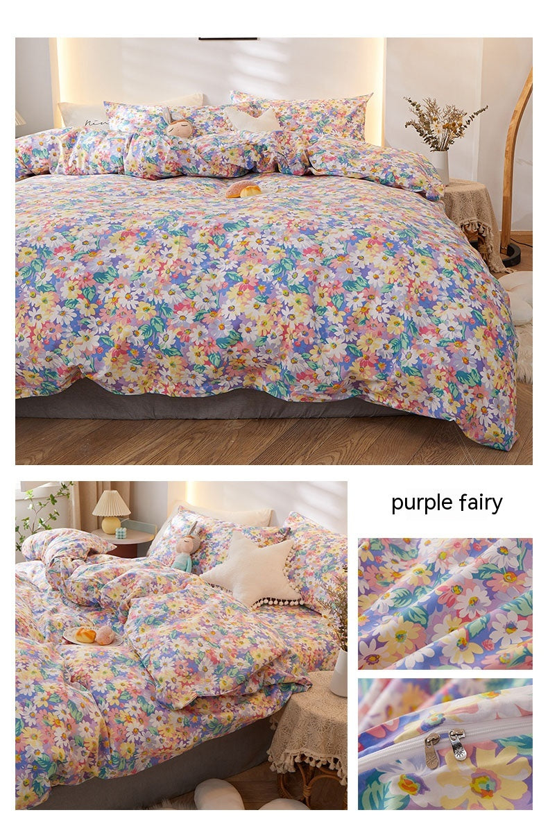 Korean Style Pure Cotton Bedding Set Of Four Pieces