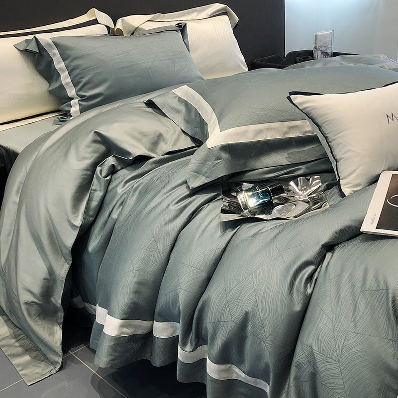 High-end Minimalist Tencel Cotton Vintage Active Printing Home Textile Bedding Four-piece Set