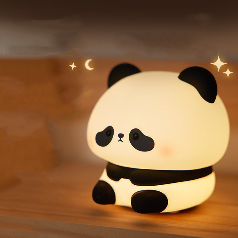 Luces de noche de Panda para niños, lámpara recargable con sincronización de silicona de animales bonitos, decoración de dormitorio de Panda de dibujos animados, regalo para niños y niñas