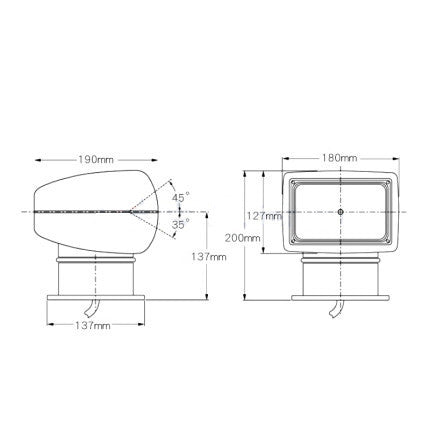 Projecteur télécommandé pour bateau, camion, projecteur marin à distance, ampoule 12V 100W