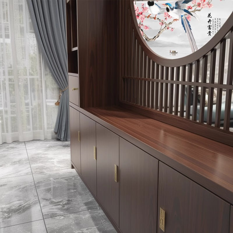 New Chinese Solid Wood Screen Partition Living Room Office Background Wall Household Modern Door Block Entry Door Cabinet