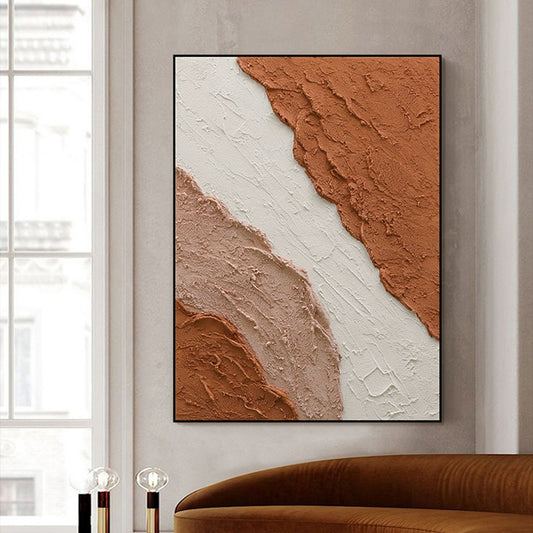 Textured Blush White And Brown Acrylic Wall Decor Art Poster Ocean Seaside Thick Gray And Black Oil Painting Simple Design Wall Art, Unframed.