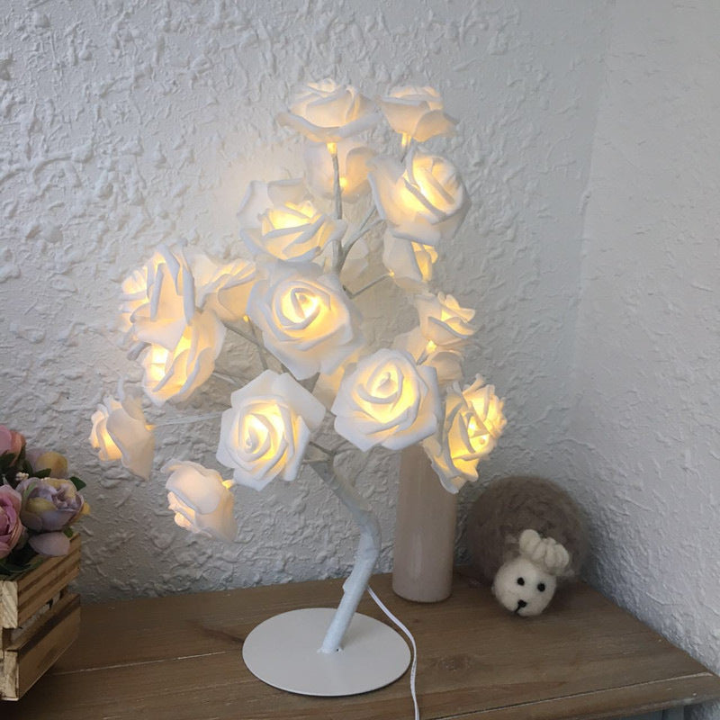 Rose fleur lampe USB LED à piles lampe de Table bonsaï arbre veilleuses guirlande chambre décoration lumières décor à la maison