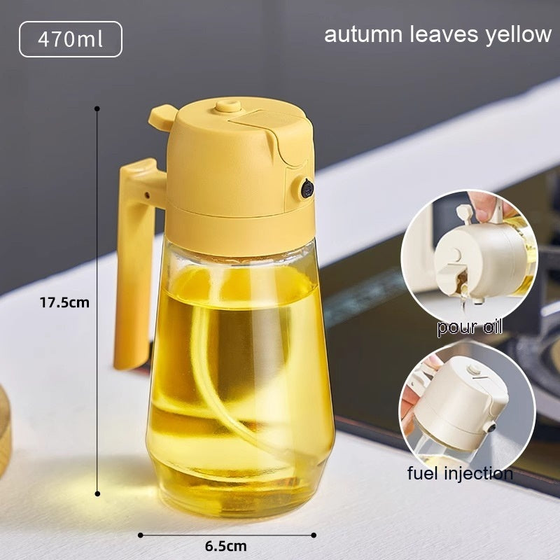 Huileur en verre deux en un, pressage automatique, bouteille de distribution d'huile de pulvérisation de grande capacité