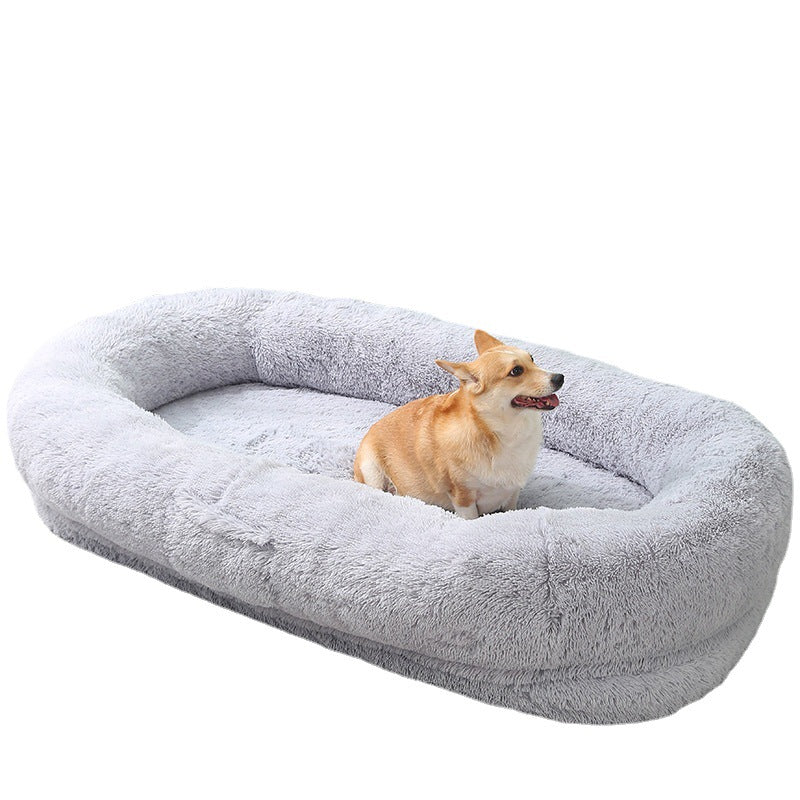 Coussin pour animaux de compagnie en peluche, grand lit chaud d'hiver pour animaux de compagnie, amovible et lavable