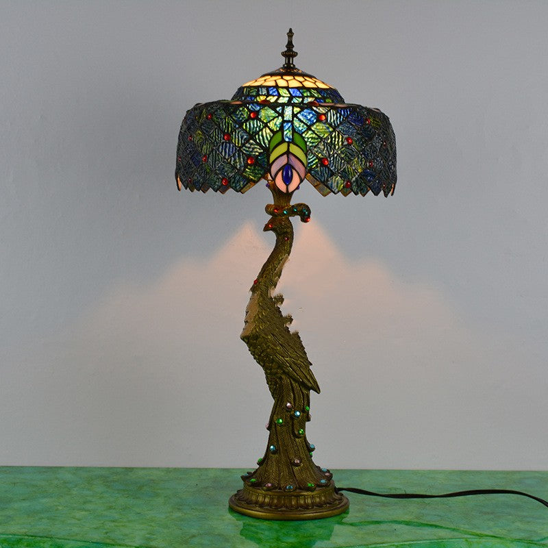 Lampe de table à base de paon de chevet d'hôtel de chambre à coucher