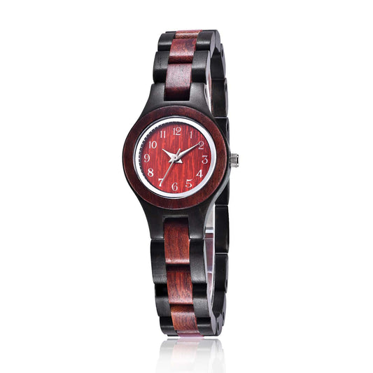 Montre pour femme en bois de santal rouge ébène, montre en vedette pour le commerce extérieur