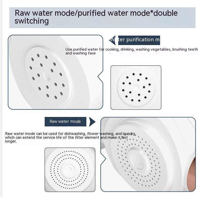 Filtro purificador de agua para grifo, filtro de agua para cocina y baño, purificador de agua frontal de doble uso