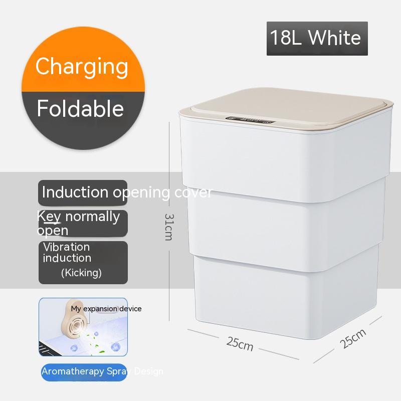 Bote de basura inteligente con tapa para dormitorio y sala de estar Caja de almacenamiento de cocina Bote de basura Inducción Caja de automóvil pequeña Cubo de basura inteligente automático Bote de basura inteligente