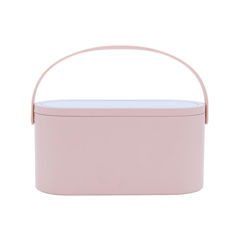 Portable Led Desk Storage Cosmetic Mirror Organizer Box With Light