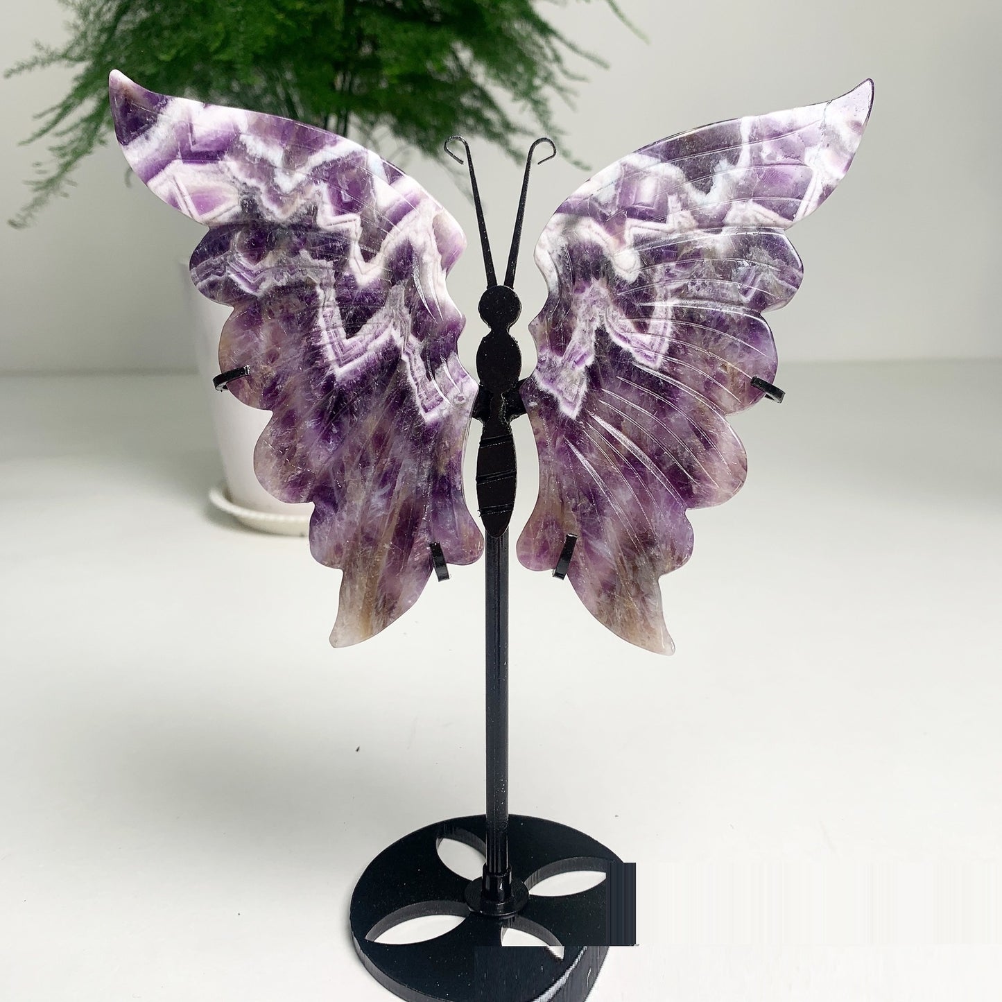 Ailes de papillon violettes fantaisie, sculpture de papillon d'eau, décoration de la maison