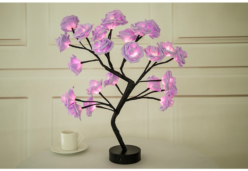 Rose fleur lampe USB LED à piles lampe de Table bonsaï arbre veilleuses guirlande chambre décoration lumières décor à la maison