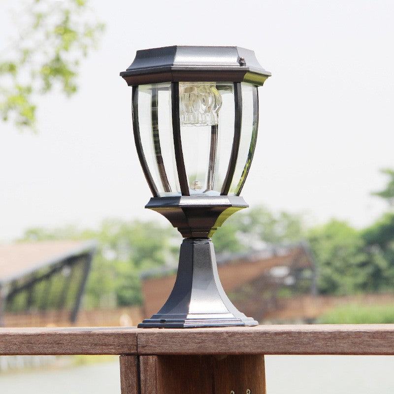 Lampe frontale à colonne solaire de jardin extérieur