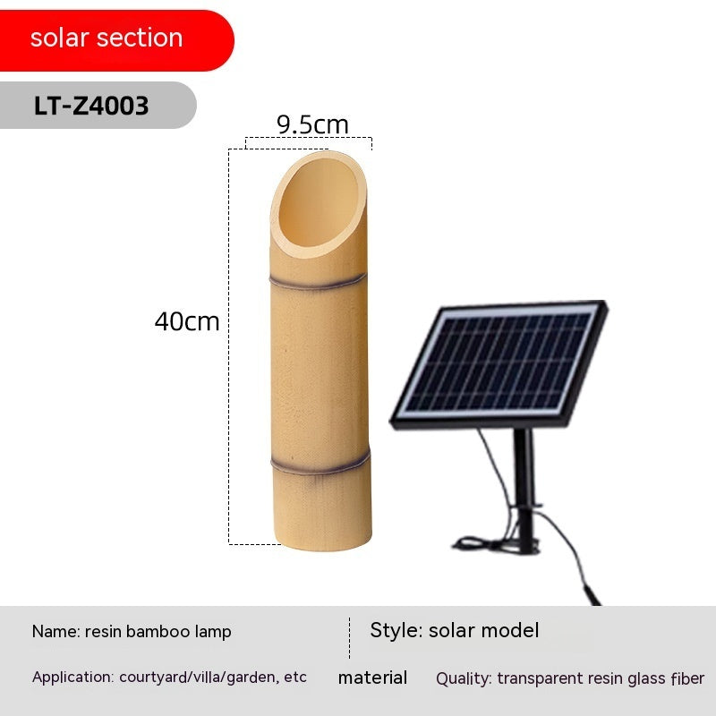 Lampe solaire d'extérieur en bambou, simulation étanche, jardin