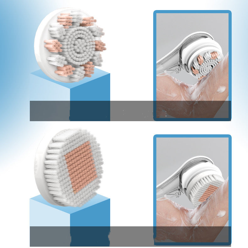 Brosse de bain électrique multifonctionnelle, brosse de frottement étanche, six en un, manche long, frottement du dos, frottement du visage, frottement des pieds, artefact