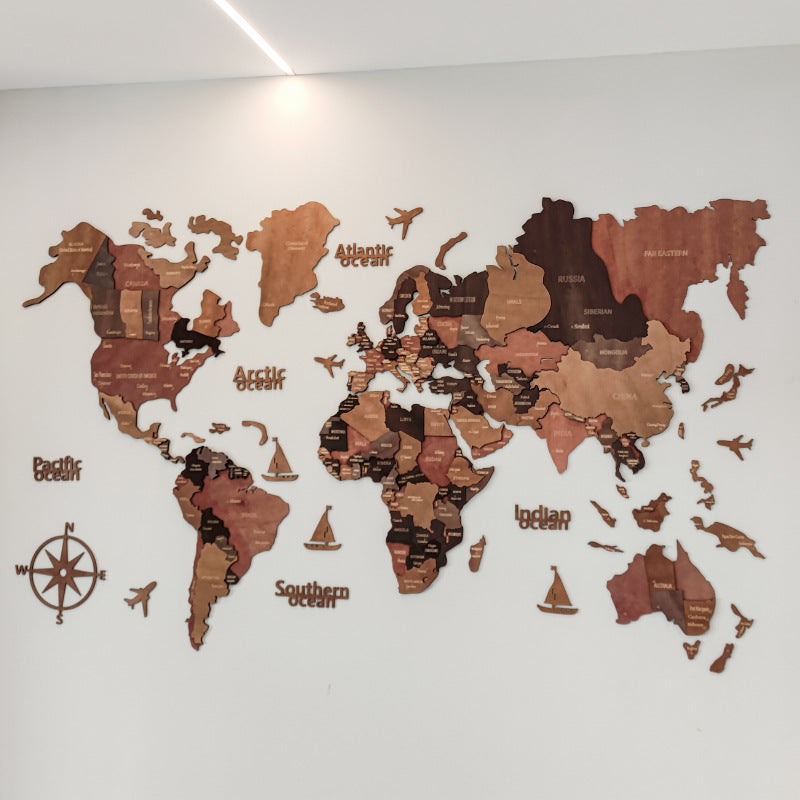 Carte du monde 3D Art mural grande décoration murale