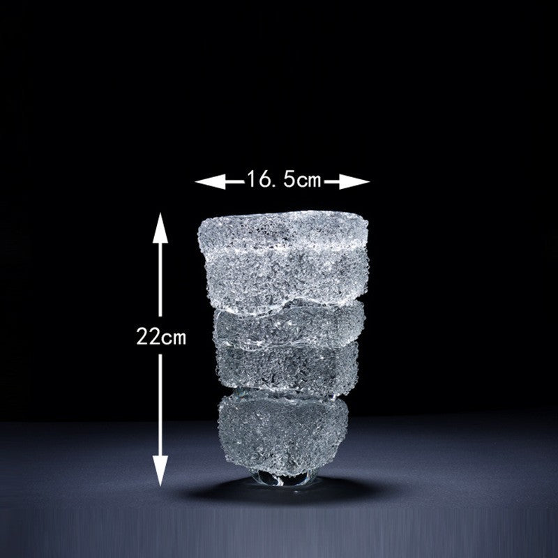 Handmade Light Luxury Transparent Glacier Glass Vase