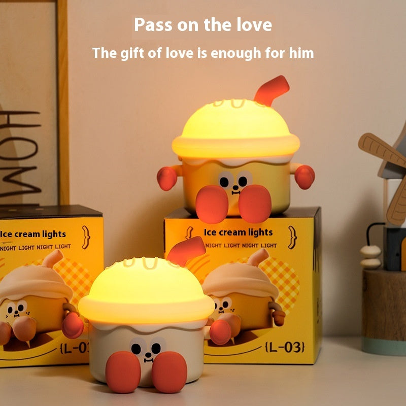 Ice Cream Night Light Usb Charging Three-speed Dimming Bedside Lamp