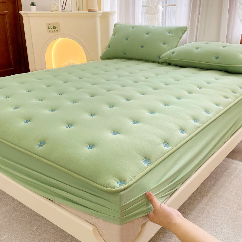 Housse de matelas de protection tout compris en coton et soja brodés, une pièce en fibre