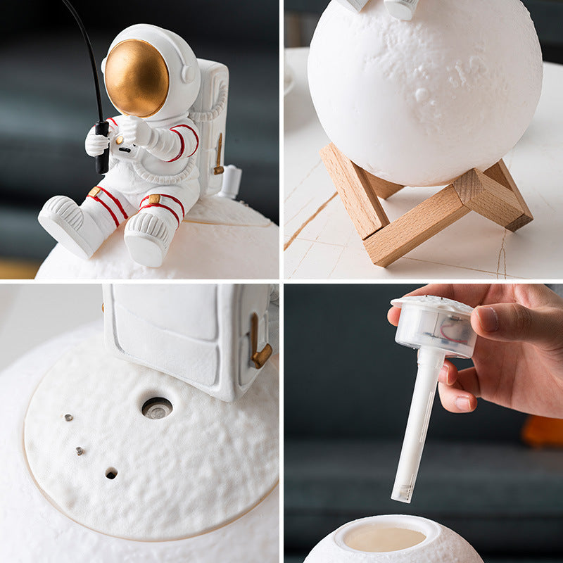 Figurines d'astronautes en résine, décoration de la maison, homme de l'espace, veilleuse Miniature, humidificateur, Machine à brouillard froid, accessoires