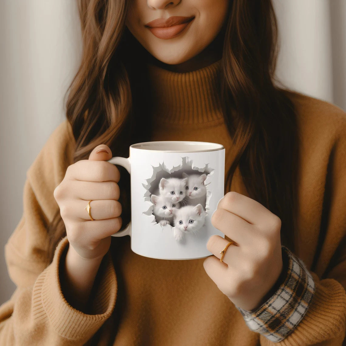 Tasse à café en céramique à paroi creuse pour chat