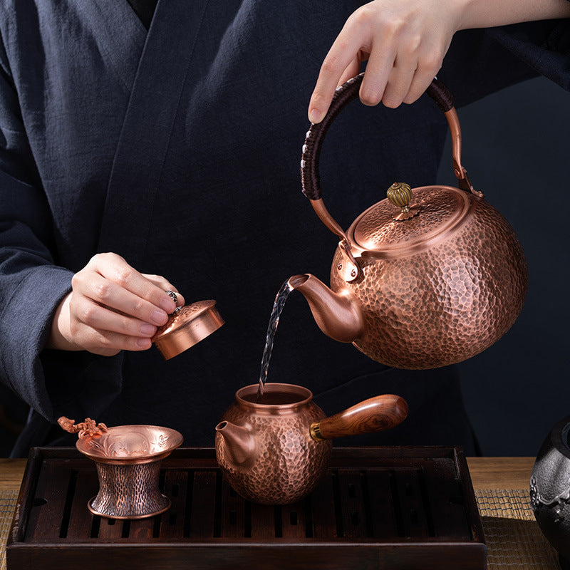 Copper Pot Tea Kettle Handmade Pure Copper Kettle Electric Ceramic Stove Side Handle Pot Pitcher Health Tea Set Copper Teapot