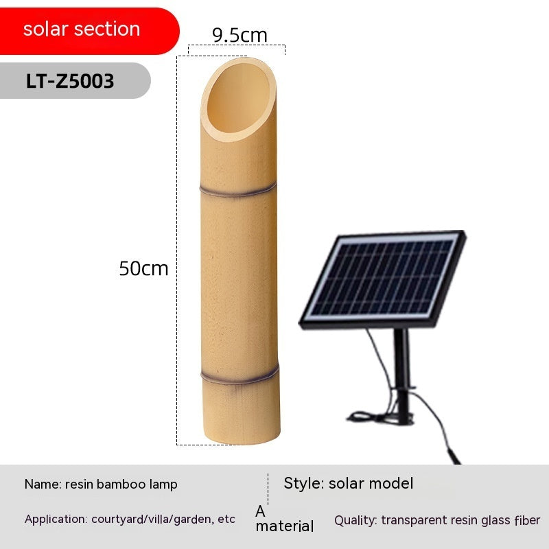 Lampe solaire d'extérieur en bambou, simulation étanche, jardin