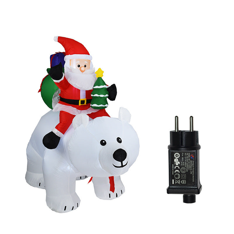 Inflatable Santa Claus Riding Polar Bear 2M Christmas Inflatable Toy Doll Indoor Outdoor Garden Xmas Decoration