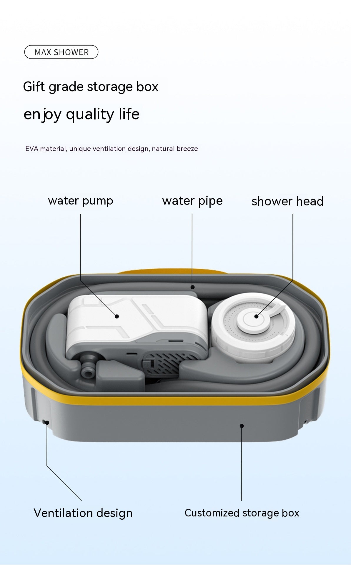 Ducha portátil al aire libre Simple eléctrica inalámbrica para acampar