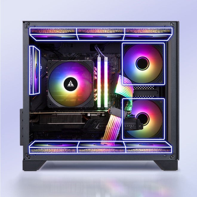 Desktop Main Case Glass All-side Permeable ESports Water Cooled White