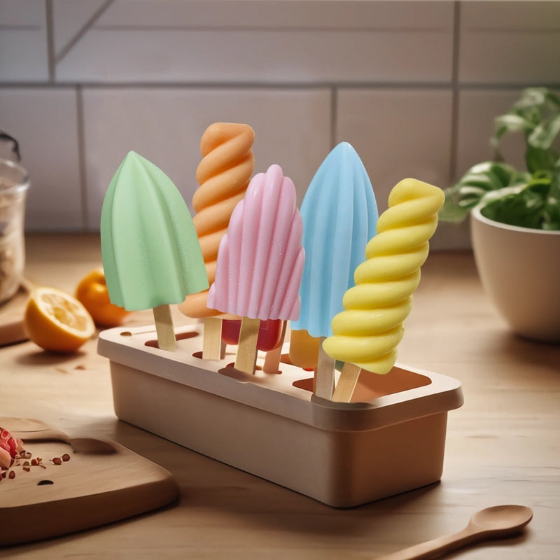 Moule à glace en spirale en silicone de qualité alimentaire, 6 pièces