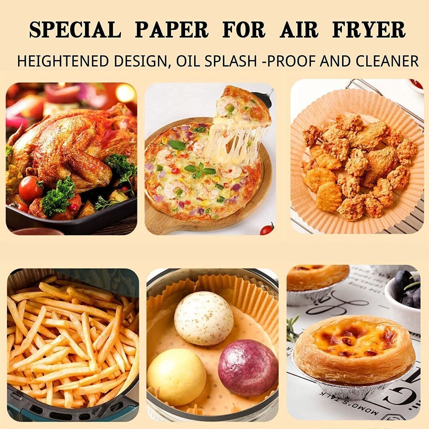 Air Fryer Disposable Paper Liner Non-stick Disposable Liners, 200PCS Air Fryer Disposable Paper Liners, 6.3In Round Air Fryer Parchment Paper