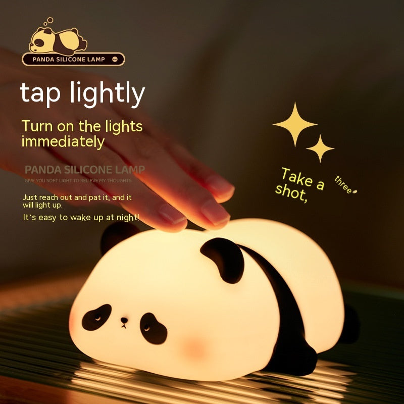 Luces de noche de Panda para niños, lámpara recargable con sincronización de silicona de animales bonitos, decoración de dormitorio de Panda de dibujos animados, regalo para niños y niñas