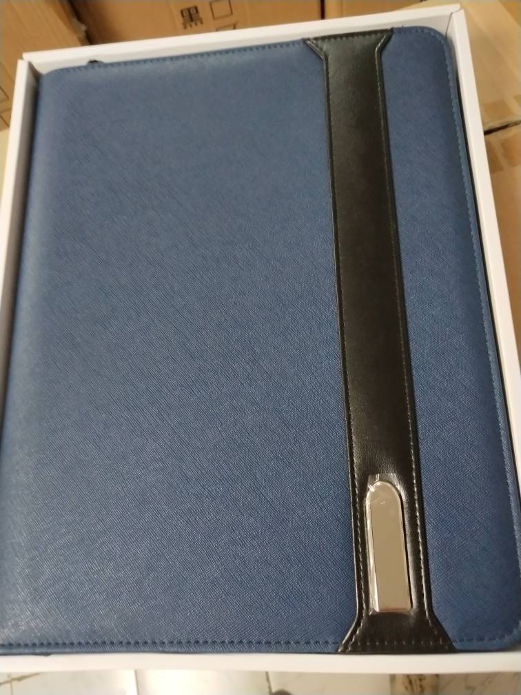 Bolsa para documentos de negocios archivador A4 para Ipad, portafolio con cremallera para Bloc de notas con batería externa de carga inalámbrica de 5000 MAH en el interior