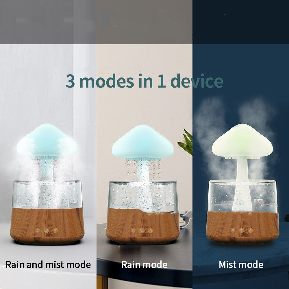 Machine d'aromathérapie légère de sept couleurs d'humidificateur de nuage et de pluie d'atomisation ultrasonique de Grain de bois