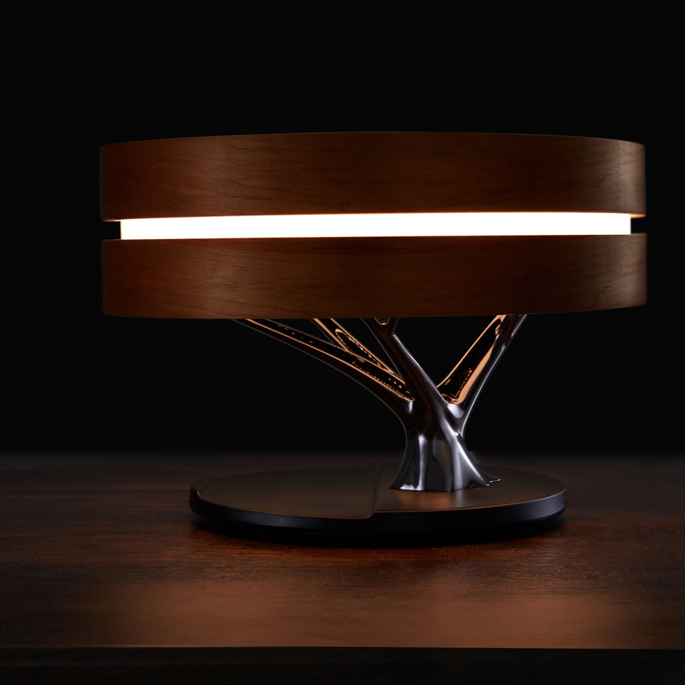 Lampe de lit avec haut-parleur Bluetooth, musique intelligente ronde, WiFi, arbre circulaire, lumière Led, charge sans fil pour salon