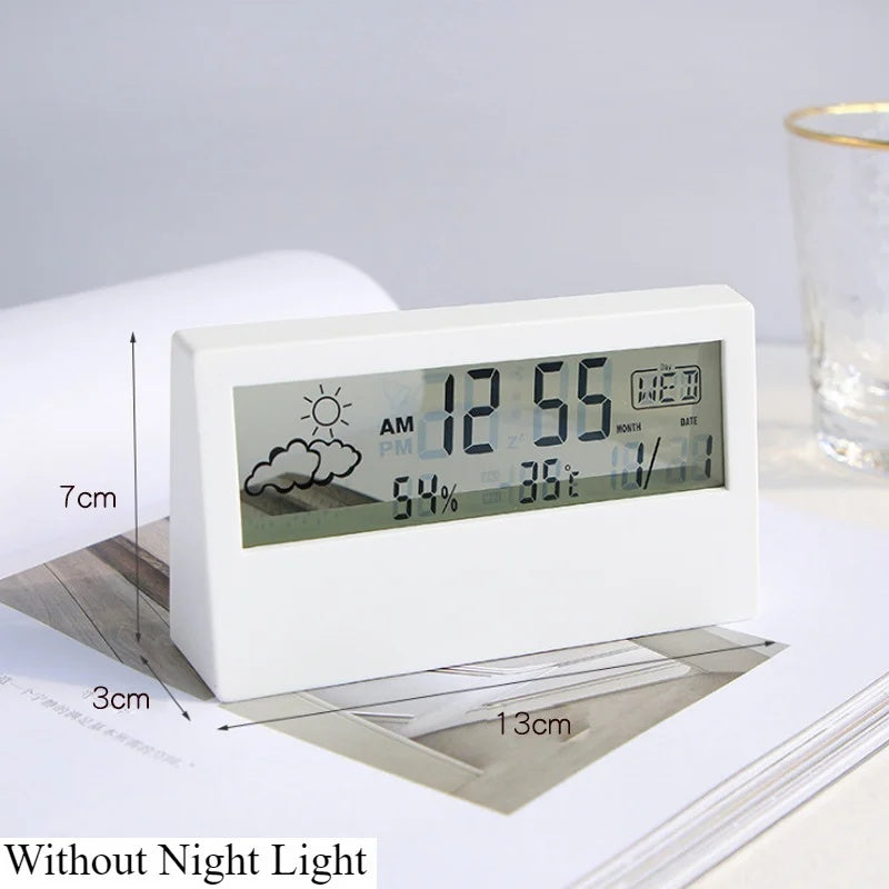 Alarm Clock Thermo Hygrometer Clock Creative Weather Display Electronic Alarm CLock For Home Office School Decoration Parts