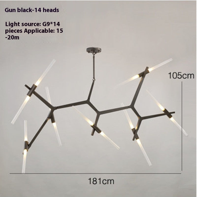Lustre de branche d'arbre à chevrons de personnalité post-moderne