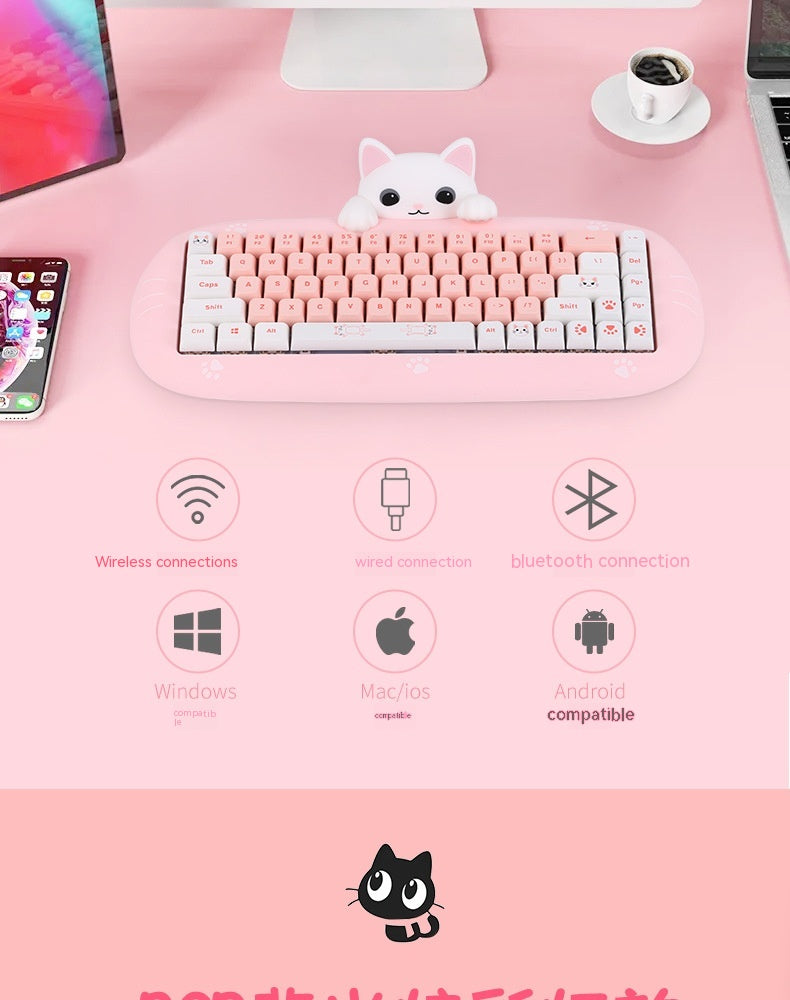 Wireless Bluetooth E-sports Games Cute Mini Office Mechanical Keyboard