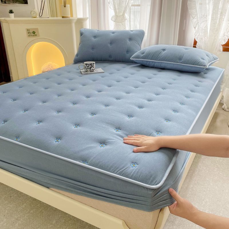 Housse de matelas de protection tout compris en coton et soja brodés, une pièce en fibre