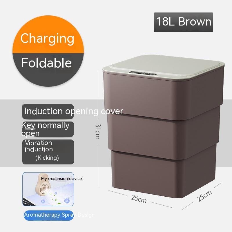 Bote de basura inteligente con tapa para dormitorio y sala de estar Caja de almacenamiento de cocina Bote de basura Inducción Caja de automóvil pequeña Cubo de basura inteligente automático Bote de basura inteligente