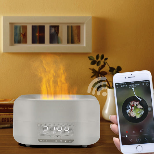 Altavoz y humidificador con luz de fuego