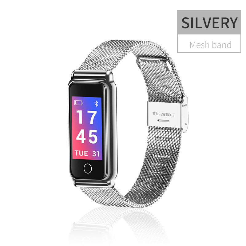 Nouveau Y8 écran couleur montre entièrement en métal Bracelet intelligent fréquence cardiaque