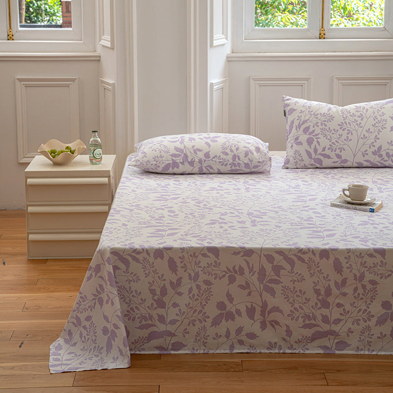 Cotton Printed Bed Sheet Single Item Pastoral Style Flower Single Piece