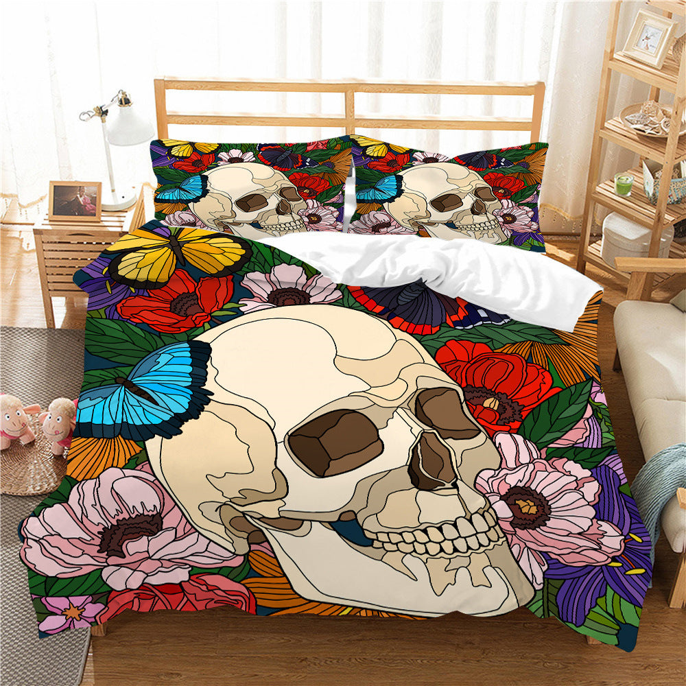 Conjunto de textiles para el hogar de tres piezas con estampado de calavera impresa en 3D