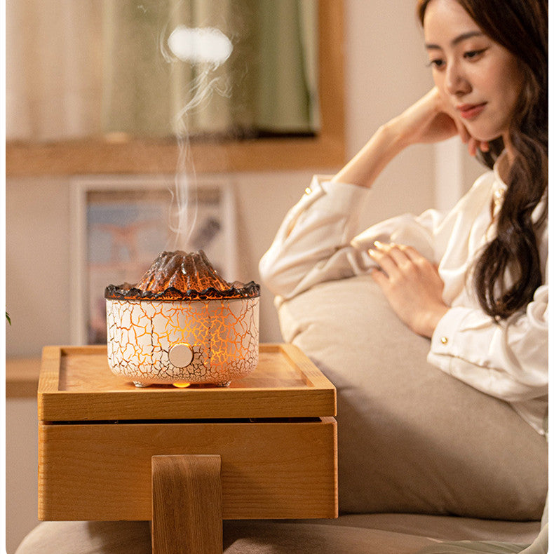 Nouveau Humidificateur volcan créatif, Machine d'aromathérapie, vaporisateur de méduses, humidificateur de flamme d'air, diffuseur