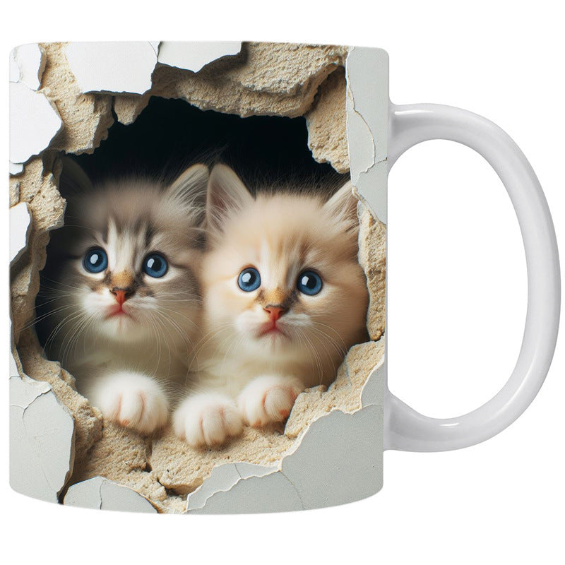 Tasse à café en céramique à paroi creuse pour chat