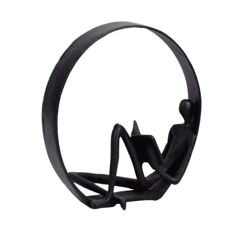 Minimalist Creative Metal Back Circle Reading Sculpture Decorations